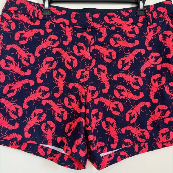 J. Crew Factory Plus Size 16 Navy Red Lobster print classic chino shorts - Picture 3 of 15
